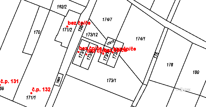 Oleksovice 49494821 na parcele st. 173/10 v KÚ Oleksovice, Katastrální mapa