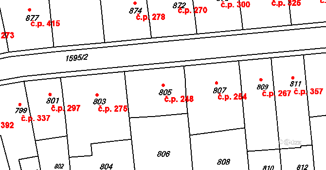 Otnice 248 na parcele st. 805 v KÚ Otnice, Katastrální mapa