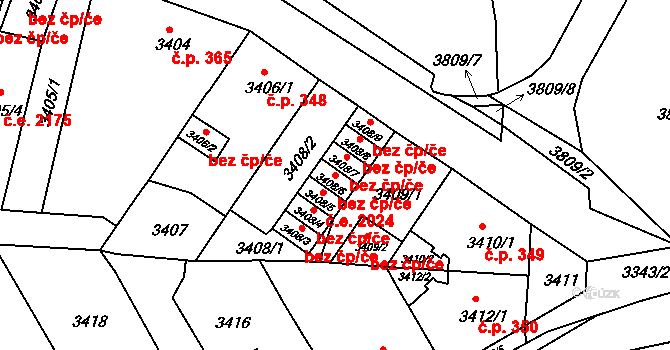 Jirkov 49700821 na parcele st. 3408/6 v KÚ Jirkov, Katastrální mapa