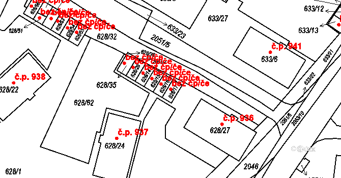 Praha 49801821 na parcele st. 628/17 v KÚ Košíře, Katastrální mapa