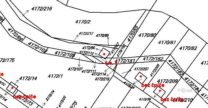 Brod 5, Příbram na parcele st. 4172/57 v KÚ Příbram, Katastrální mapa