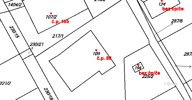 Horní Libchavy 80, Libchavy na parcele st. 109 v KÚ Horní Libchavy, Katastrální mapa