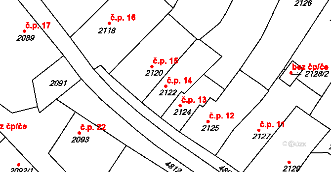 Pražské Předměstí 14, Vysoké Mýto na parcele st. 2122 v KÚ Vysoké Mýto, Katastrální mapa