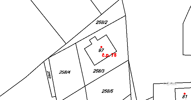 Krymlov 75, Oleška na parcele st. 97 v KÚ Krymlov, Katastrální mapa