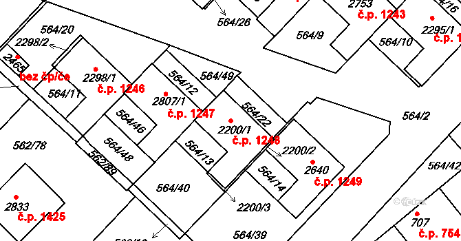 Neratovice 1248 na parcele st. 2200/1 v KÚ Neratovice, Katastrální mapa