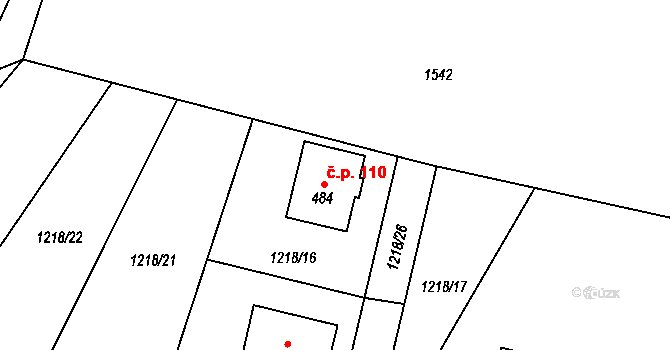 Žihle 110 na parcele st. 484 v KÚ Žihle, Katastrální mapa