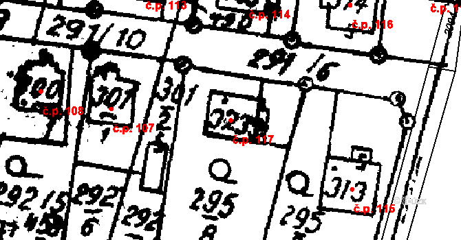 Velichovky 117 na parcele st. 323 v KÚ Velichovky, Katastrální mapa