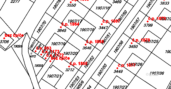 Náchod 1866 na parcele st. 3646 v KÚ Náchod, Katastrální mapa