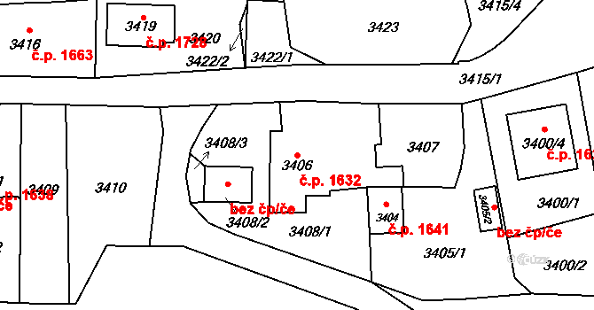 Zábřeh 1632 na parcele st. 3406 v KÚ Zábřeh na Moravě, Katastrální mapa