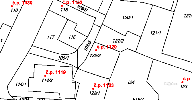 Příbor 1120 na parcele st. 122/2 v KÚ Klokočov u Příbora, Katastrální mapa