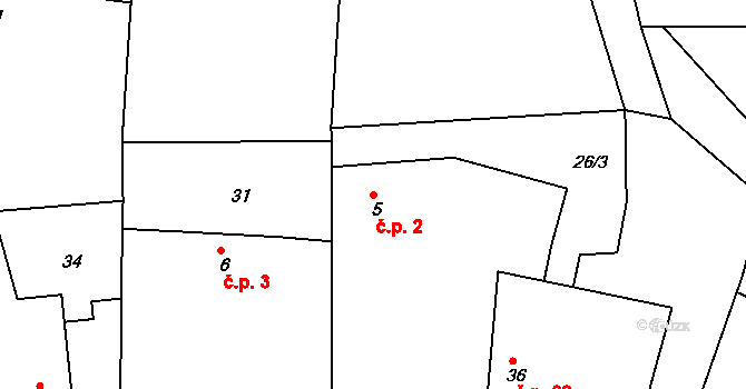 Metánov 2, Častrov na parcele st. 5 v KÚ Metánov, Katastrální mapa