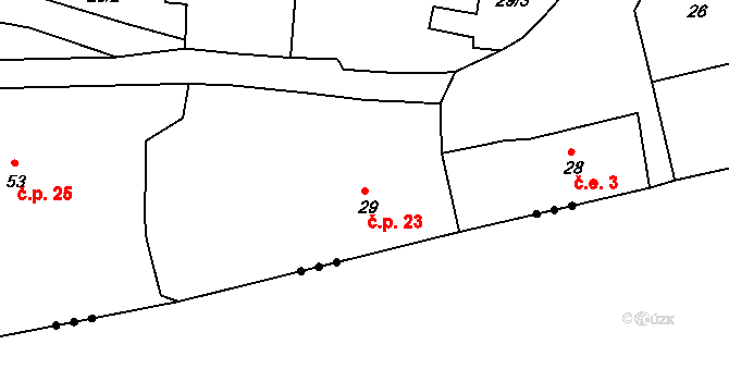Kloušov 23, Merklín na parcele st. 29 v KÚ Kloušov, Katastrální mapa