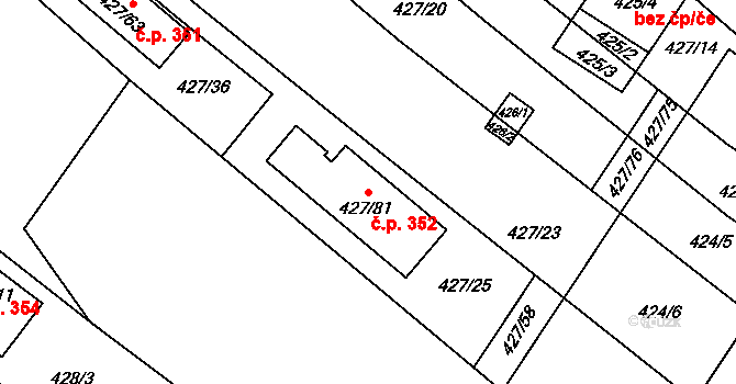 Rebešovice 352 na parcele st. 427/81 v KÚ Rebešovice, Katastrální mapa
