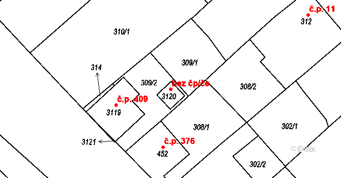 Popice 98011821 na parcele st. 3120 v KÚ Popice, Katastrální mapa