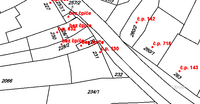 Klobouky u Brna 130 na parcele st. 231 v KÚ Klobouky u Brna, Katastrální mapa