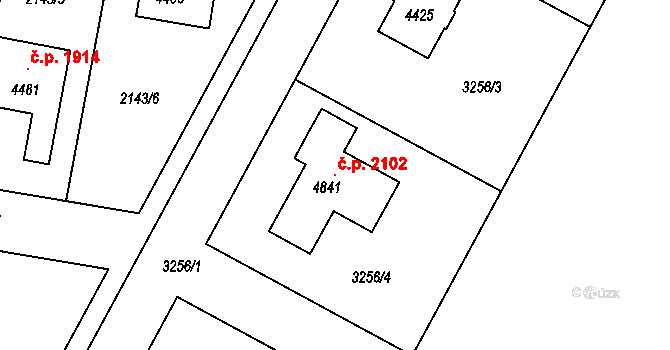 Čelákovice 2102 na parcele st. 4841 v KÚ Čelákovice, Katastrální mapa