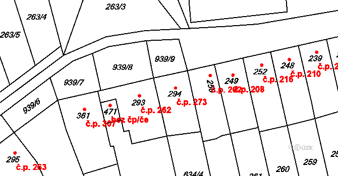 Rokytnice 273 na parcele st. 294 v KÚ Rokytnice u Přerova, Katastrální mapa