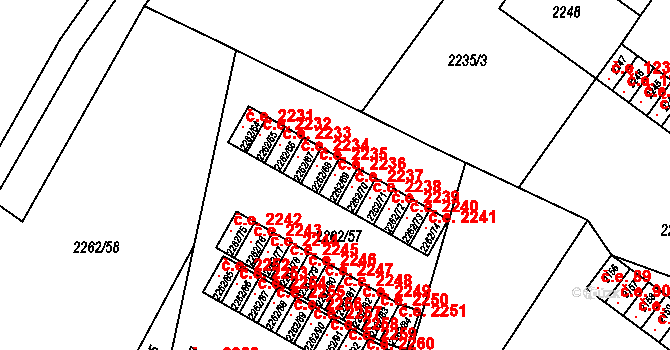 Jirkov 2236 na parcele st. 2262/69 v KÚ Jirkov, Katastrální mapa