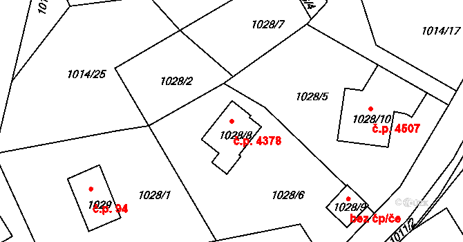 Mšeno nad Nisou 4378, Jablonec nad Nisou na parcele st. 1028/8 v KÚ Mšeno nad Nisou, Katastrální mapa