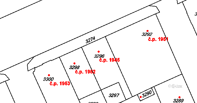 Kladno 1945 na parcele st. 3296 v KÚ Kladno, Katastrální mapa