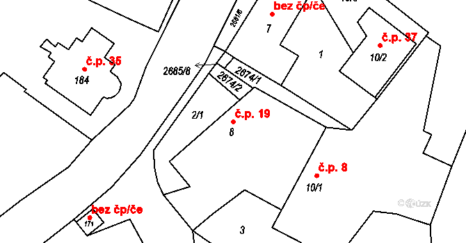 Černičí 19, Čechtice na parcele st. 8 v KÚ Černičí, Katastrální mapa