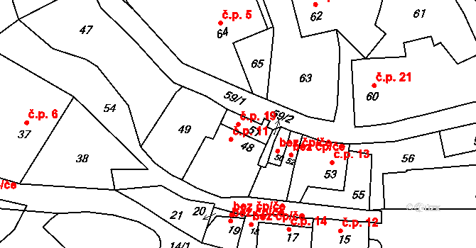 Brusná 19, Lomnice na parcele st. 51 v KÚ Brusná, Katastrální mapa