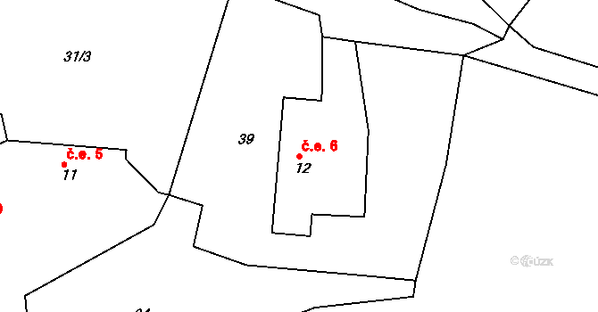 Kardavec 53, Hluboš na parcele st. 12 v KÚ Kardavec, Katastrální mapa