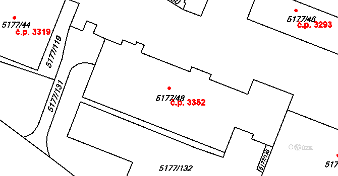 Severní Terasa 3352, Ústí nad Labem na parcele st. 5177/48 v KÚ Ústí nad Labem, Katastrální mapa
