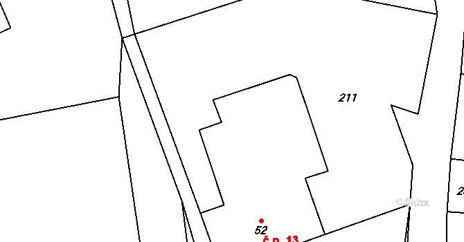 Žichlínek 13 na parcele st. 52 v KÚ Žichlínek, Katastrální mapa