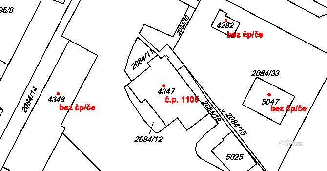 Žamberk 1105 na parcele st. 4347 v KÚ Žamberk, Katastrální mapa