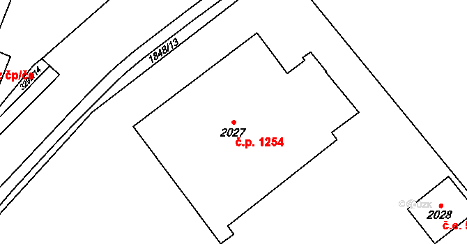 Kadaň 1254 na parcele st. 2027 v KÚ Kadaň, Katastrální mapa