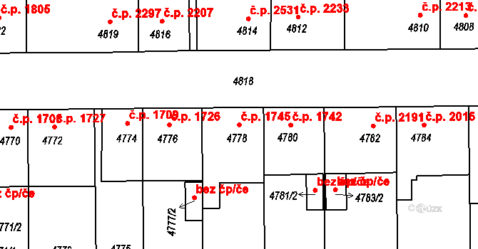 Tábor 1745 na parcele st. 4778 v KÚ Tábor, Katastrální mapa