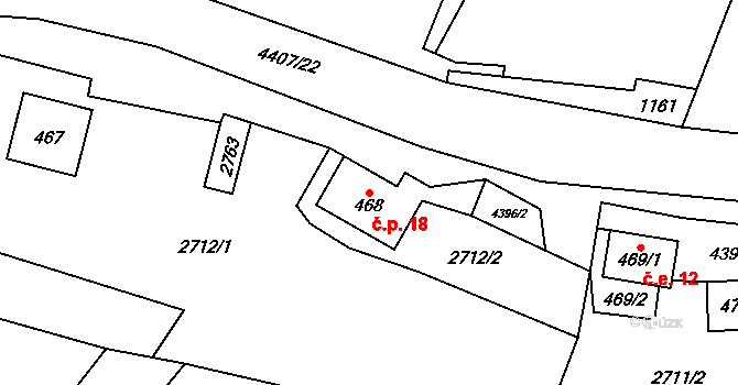 Heřmanovice 18 na parcele st. 468 v KÚ Heřmanovice, Katastrální mapa