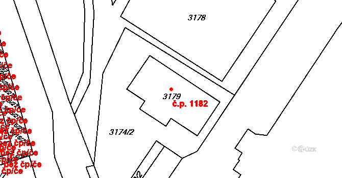 Místek 1182, Frýdek-Místek na parcele st. 3179 v KÚ Místek, Katastrální mapa