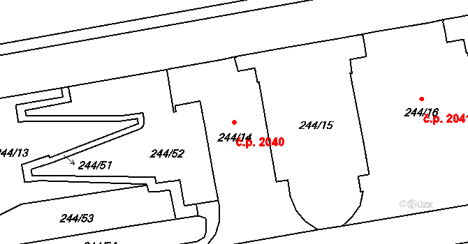 Břevnov 2040, Praha na parcele st. 244/14 v KÚ Břevnov, Katastrální mapa