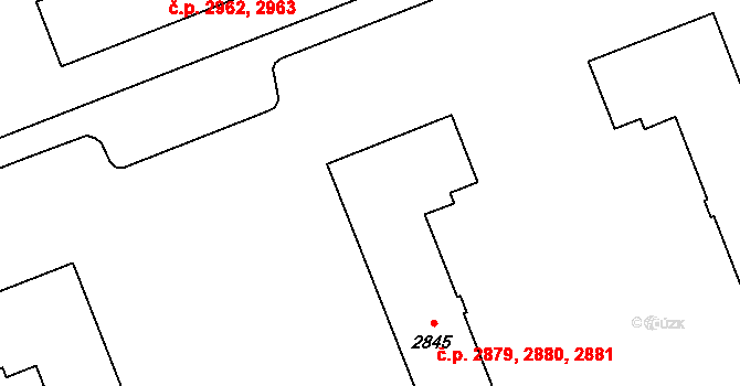 Hodonín 2879,2880,2881 na parcele st. 2845 v KÚ Hodonín, Katastrální mapa