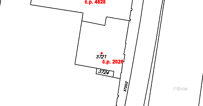 Prostějov 2026 na parcele st. 3721 v KÚ Prostějov, Katastrální mapa