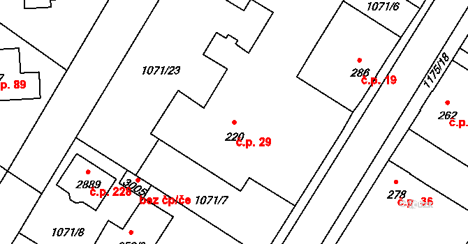 Hamrníky 29, Mariánské Lázně na parcele st. 220 v KÚ Úšovice, Katastrální mapa