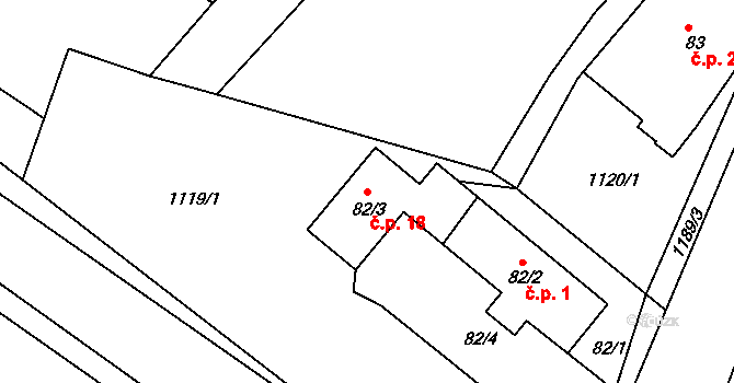 Dlouhá Louka 18, Lípa nad Orlicí na parcele st. 82/3 v KÚ Lípa nad Orlicí, Katastrální mapa