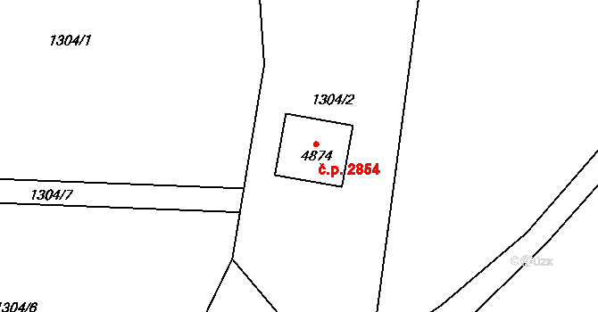 Aš 2854 na parcele st. 4874 v KÚ Aš, Katastrální mapa