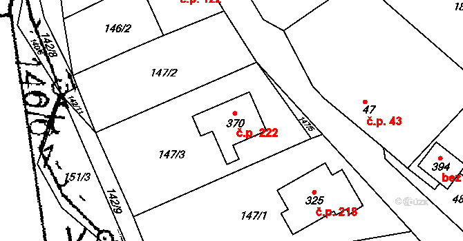 Krušovice 222 na parcele st. 370 v KÚ Krušovice, Katastrální mapa
