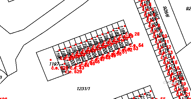 Štětí 48 na parcele st. 1204 v KÚ Štětí I, Katastrální mapa