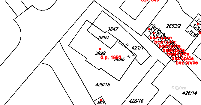 Humpolec 1693 na parcele st. 3892 v KÚ Humpolec, Katastrální mapa