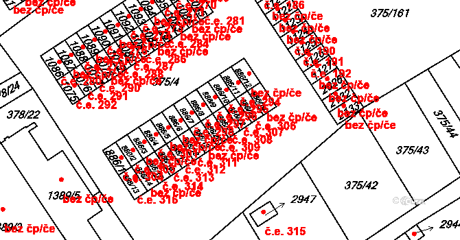 Úšovice 308, Mariánské Lázně na parcele st. 886/21 v KÚ Úšovice, Katastrální mapa
