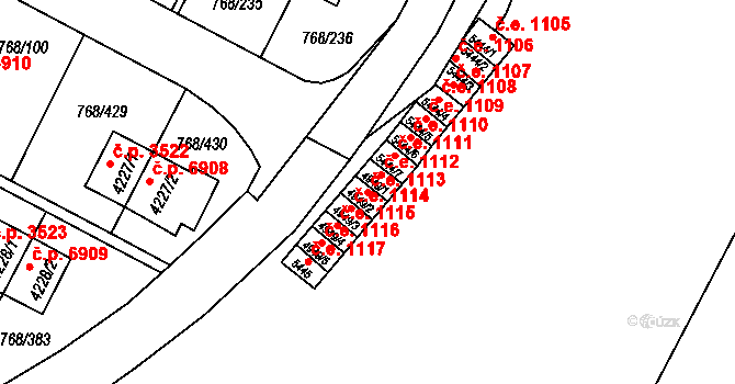 Zlín 1113 na parcele st. 4949/2 v KÚ Zlín, Katastrální mapa