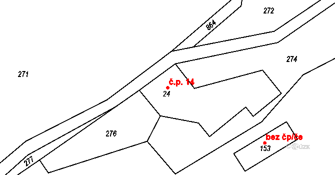 Kuklík 14 na parcele st. 24 v KÚ Kuklík, Katastrální mapa