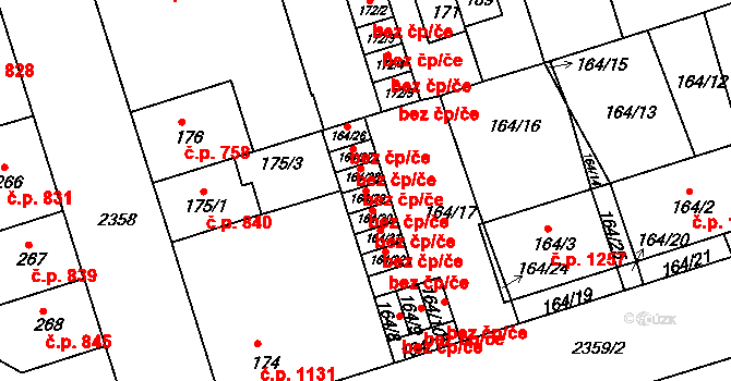 Teplice 39140822 na parcele st. 164/29 v KÚ Teplice-Trnovany, Katastrální mapa