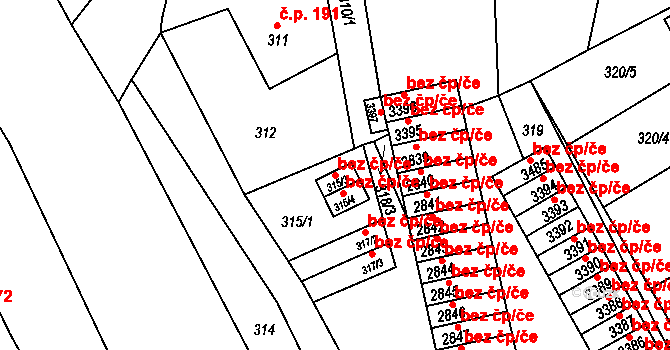 Třinec 40221822 na parcele st. 315/3 v KÚ Lyžbice, Katastrální mapa