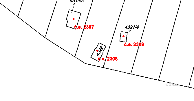 Louny 2308 na parcele st. 4322 v KÚ Louny, Katastrální mapa