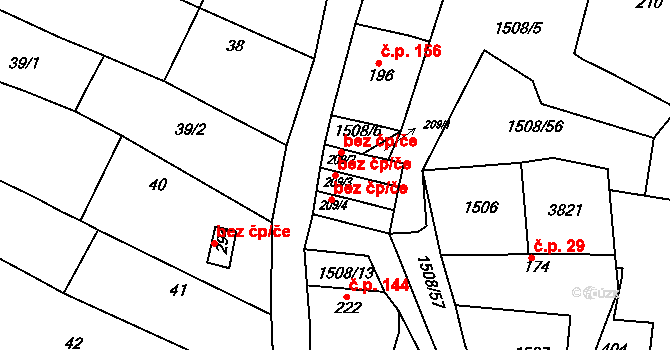 Horní Bojanovice 43664822 na parcele st. 209/3 v KÚ Horní Bojanovice, Katastrální mapa